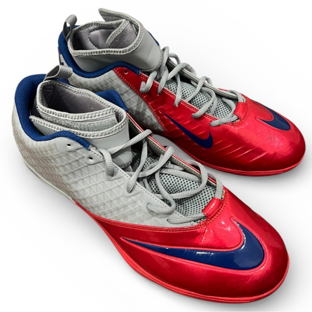 Nike Lunar Red Navy Blue Gray Superbad Pro TD Football Men’s Cleats Size 14.5